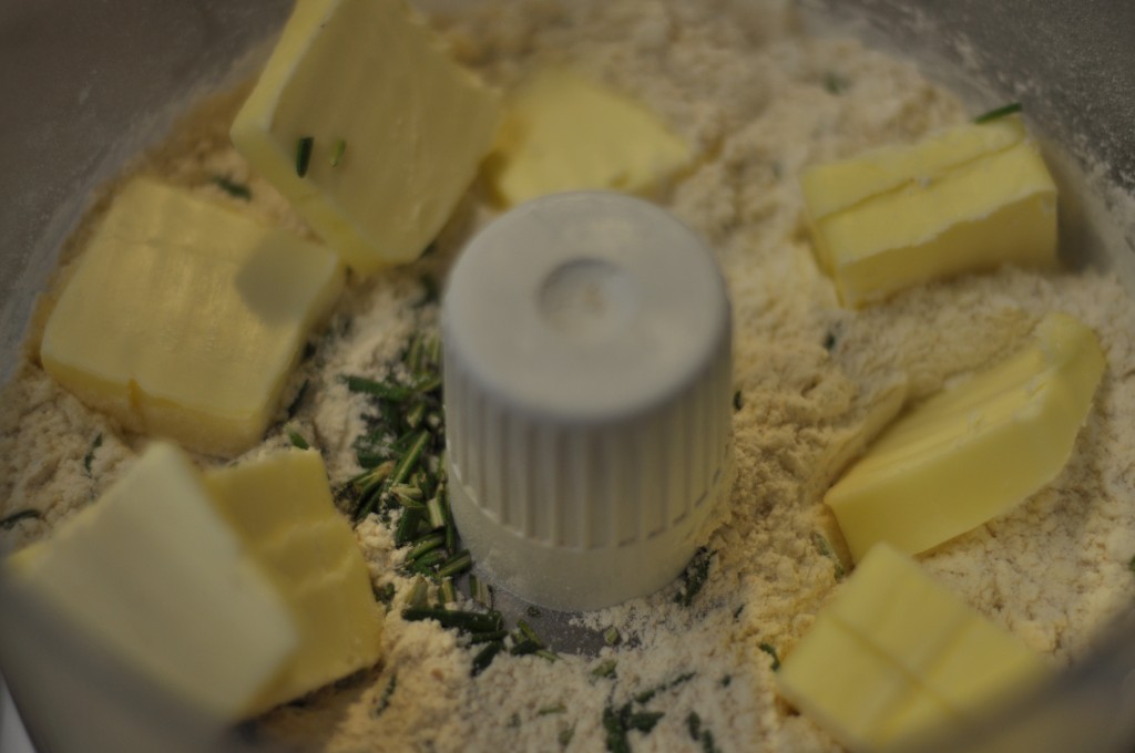 Mix flour, salt, butter, rosemary