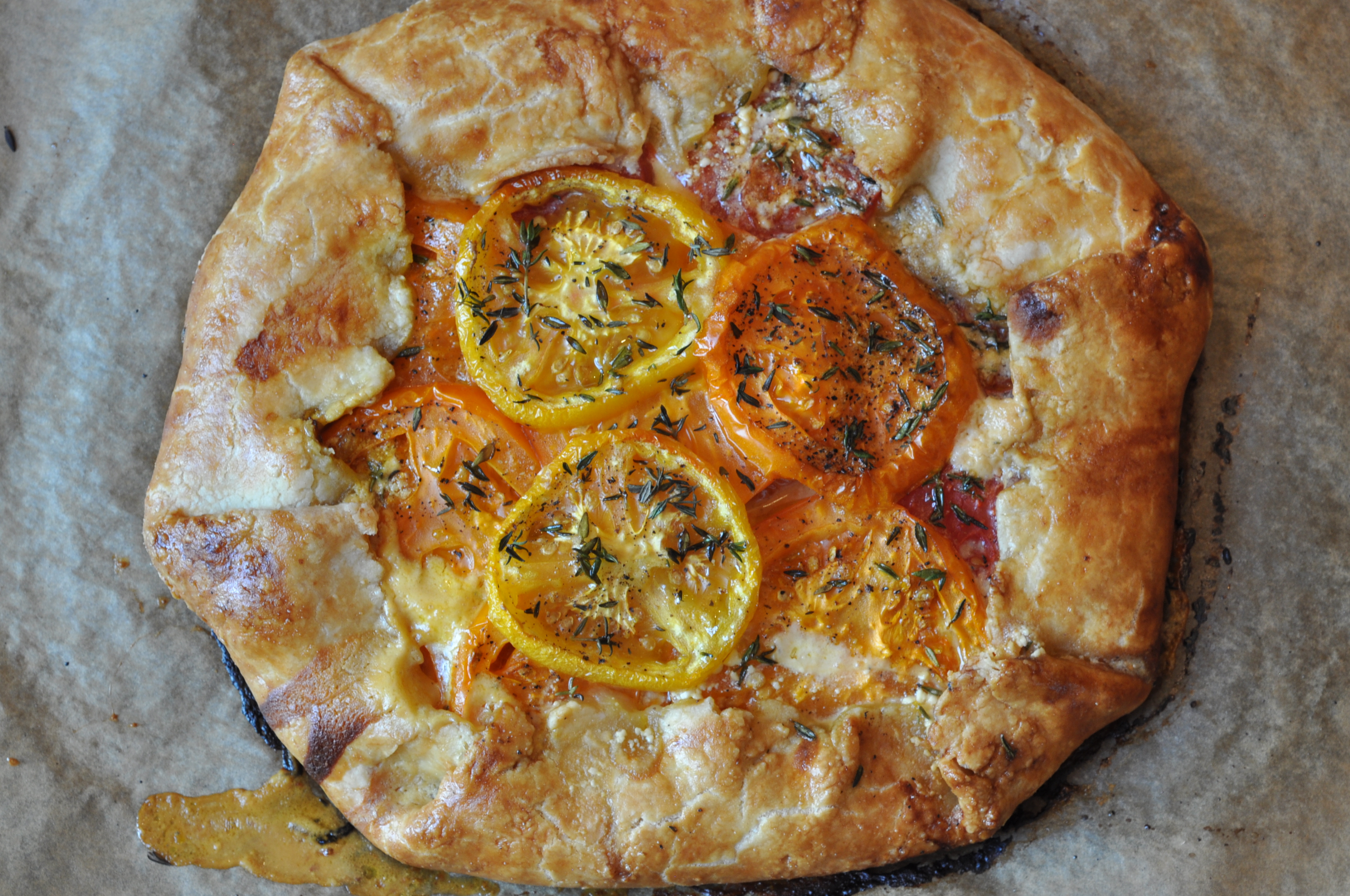 Tomato Galette with Goat Cheese, Honey & Thyme