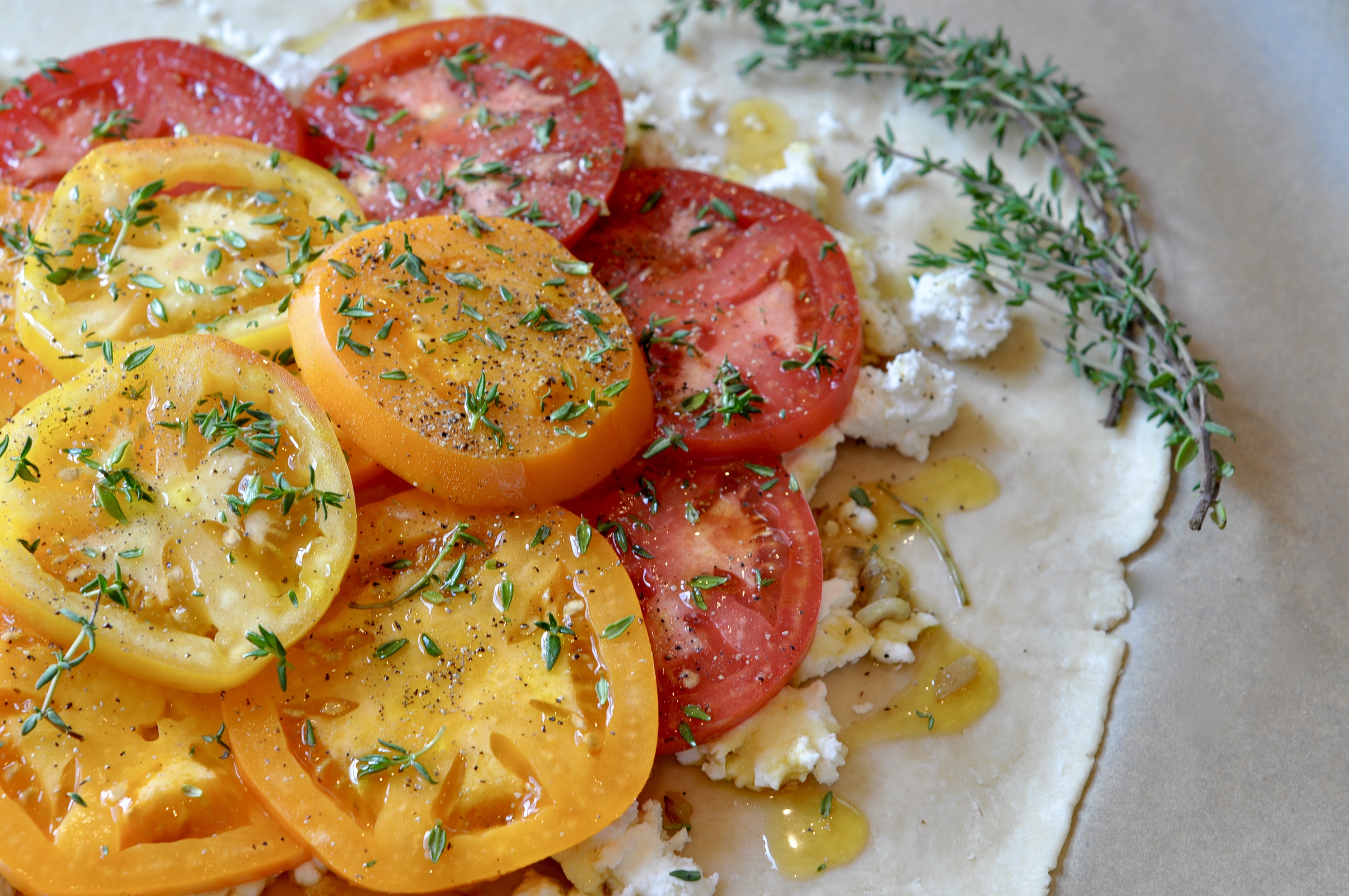 Tomato Galette with Goat Cheese, Honey & Thyme